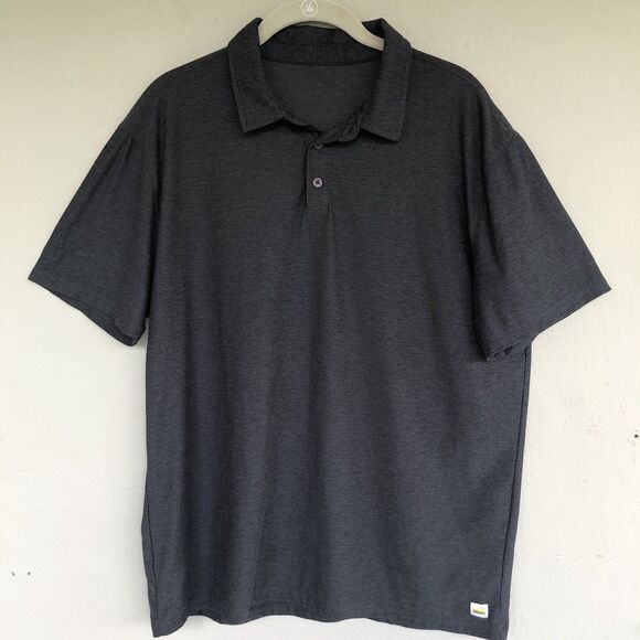 Vuori Strato Tech Polo Shirt | Men's L Charcoal Grey Performance Stretch Preppy - Picture 2 of 14